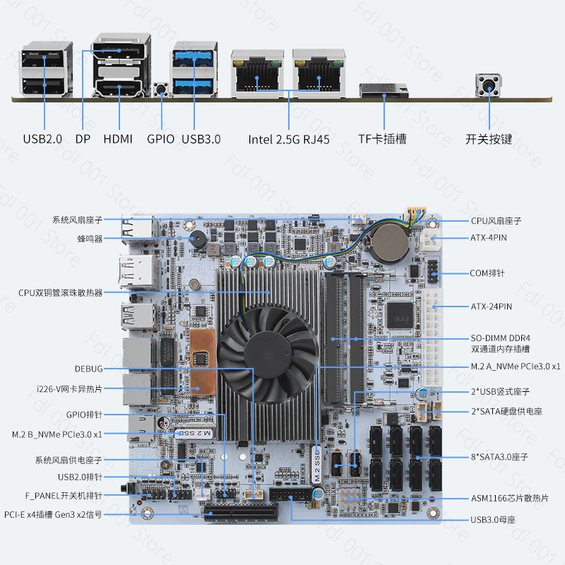 I5 8265UES 8 Bay SATA 6Gbps NA - огляд і ціна Nas Motherboard 8 Sata Mini Itx
